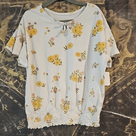 The Children's Place Cream Short Sleeve Blouse with Relaxed Fit - Picture 1 of 3